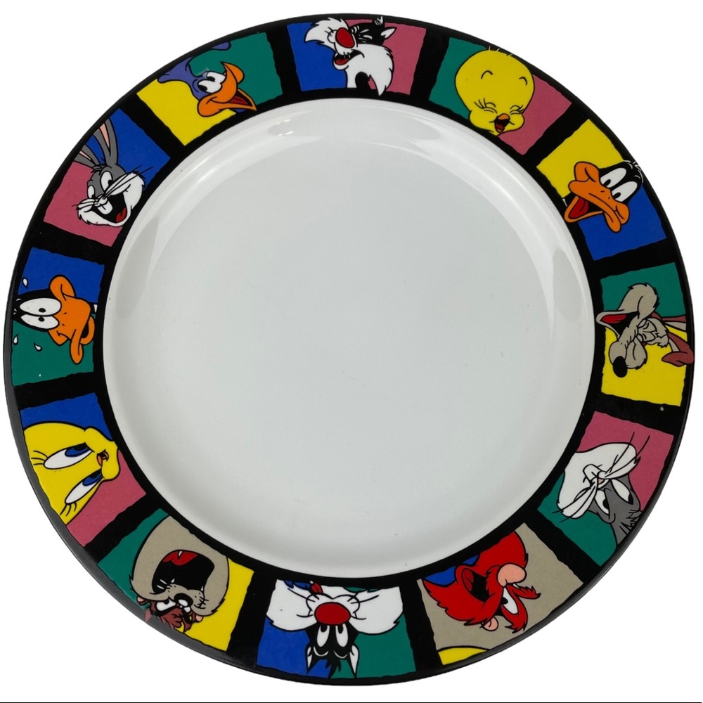 Vintage Looney Tunes Serving Plate Warner Brothers 1994 Sakura Tweety Taz Daffy